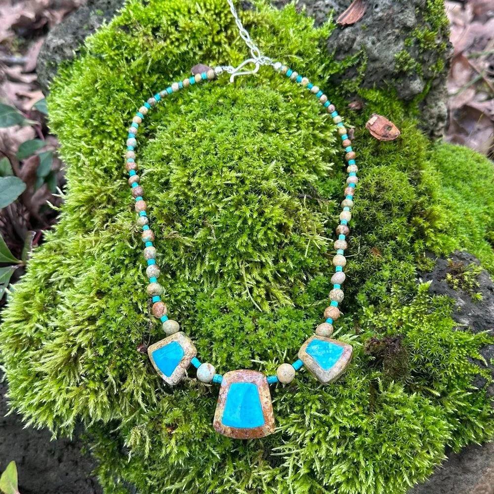 NWT | Jay King Turquoise & Jasper Necklace | Sterling Silver | 18-21” (269) - Picture 1 of 13